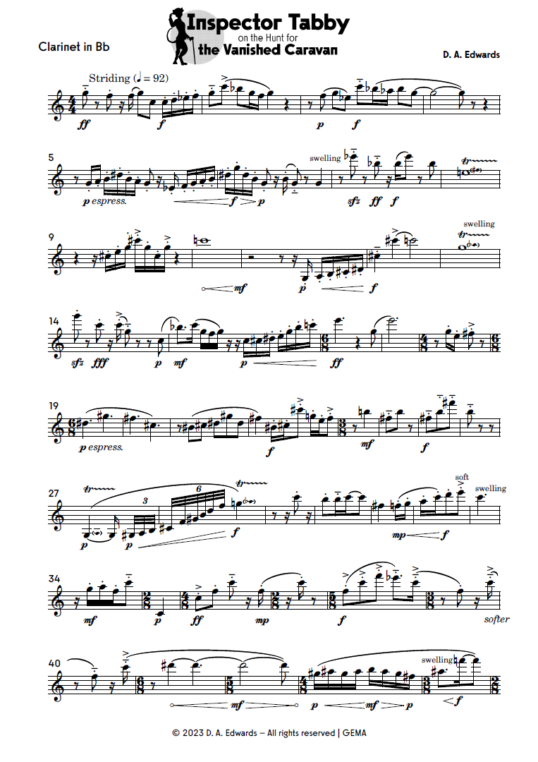 4 - Preview of the clarinet part